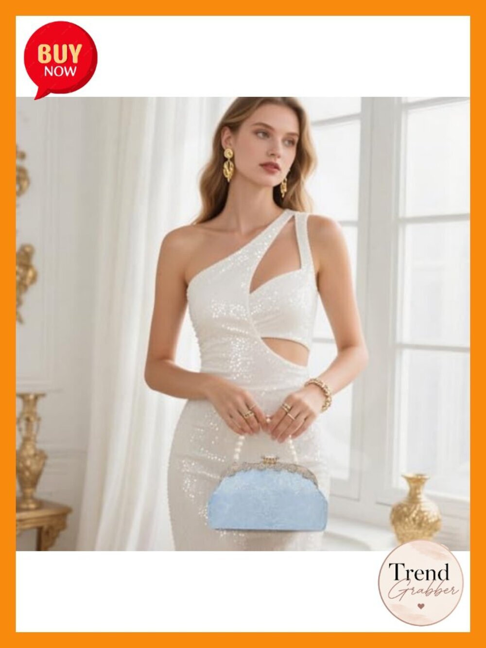 Lace Formal Evening Clutch Rhinestone Prom Wedding Bag Crossbody - Picture 5 of 6